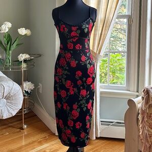 BCBGMaxAzria La Rosa Body-Con Red Knit Floral Dress NWT